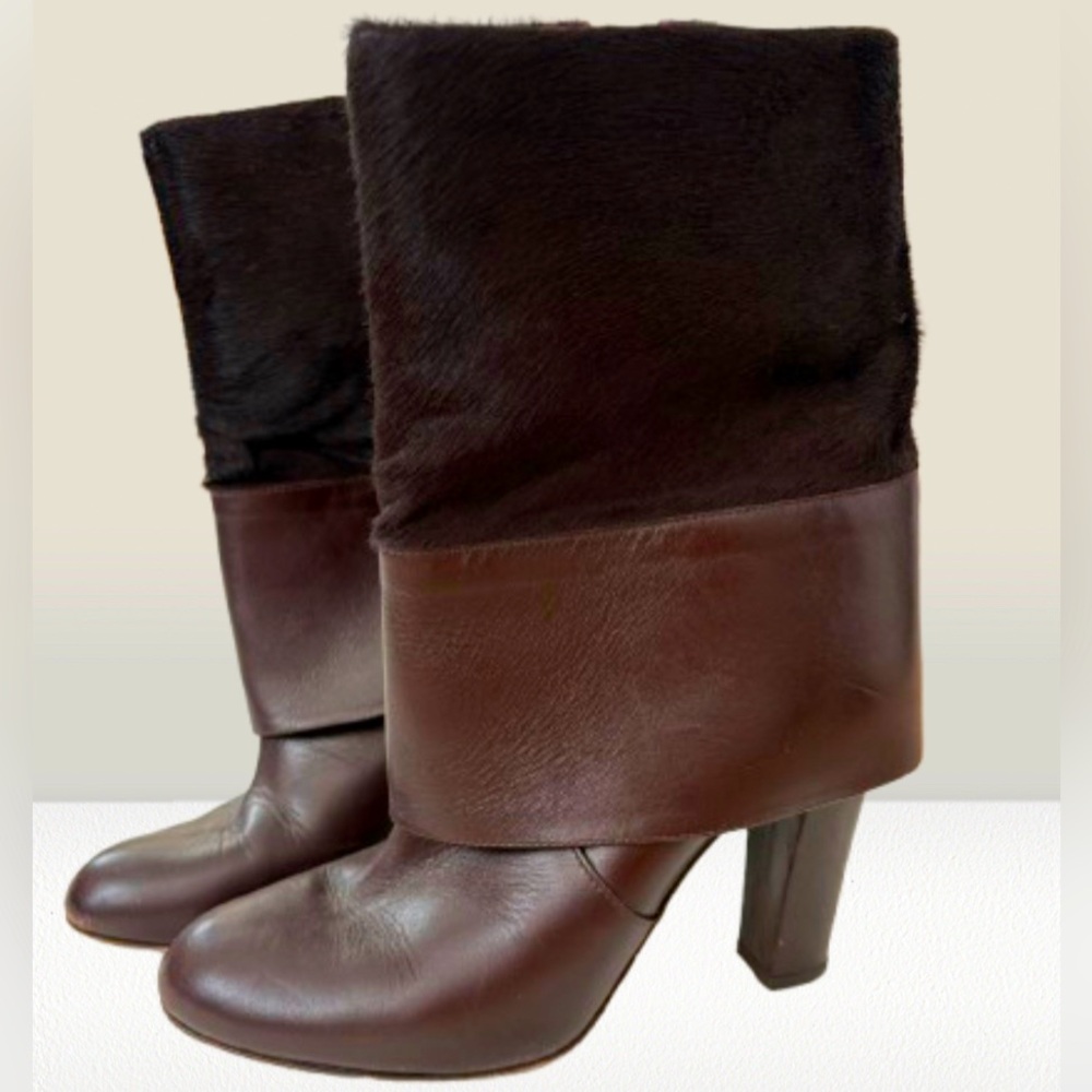 Cavallini Leather Boots with fold down calf skin detailing
